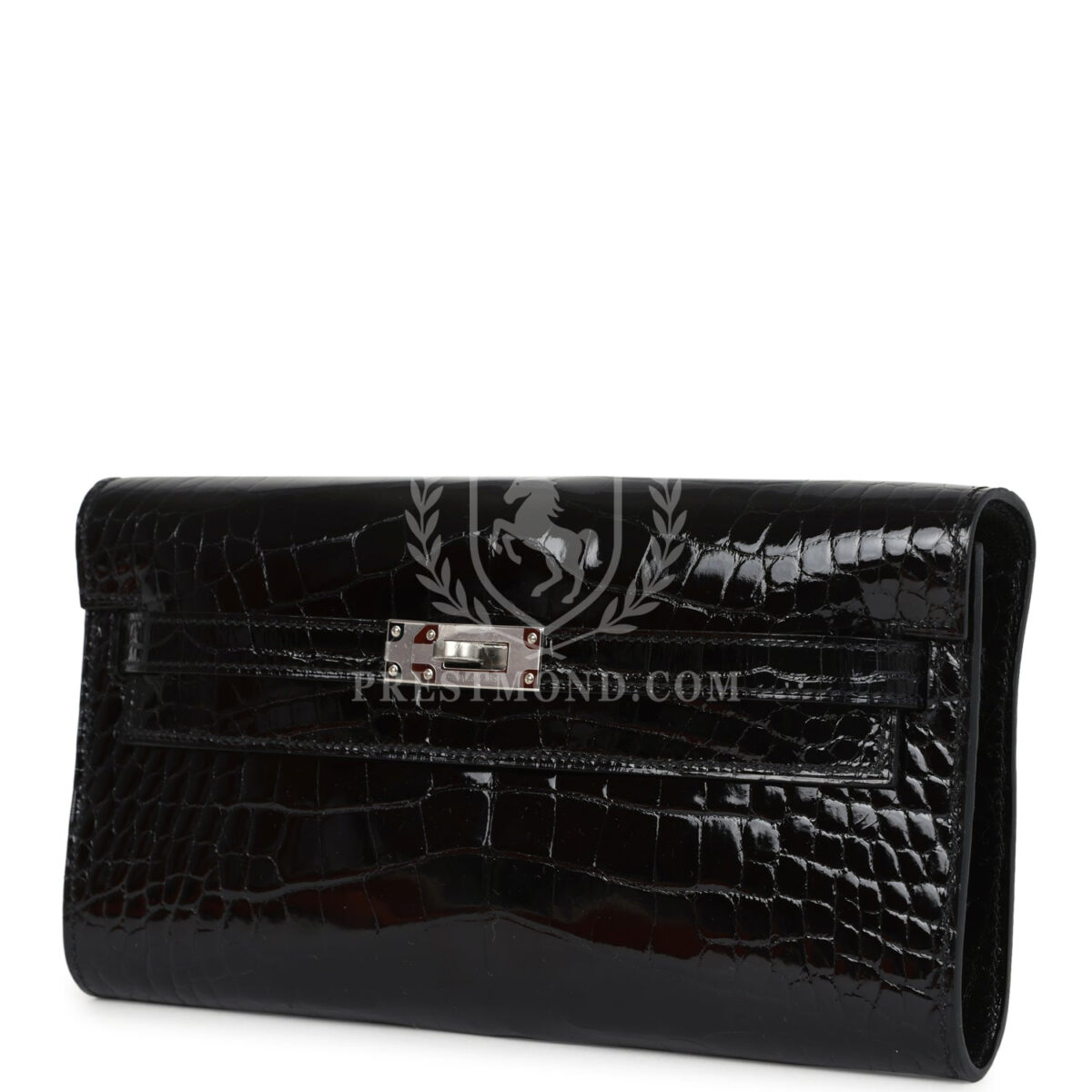 Hermes Kelly Wallet To Go Black Shiny Alligator PHW — изображение 5