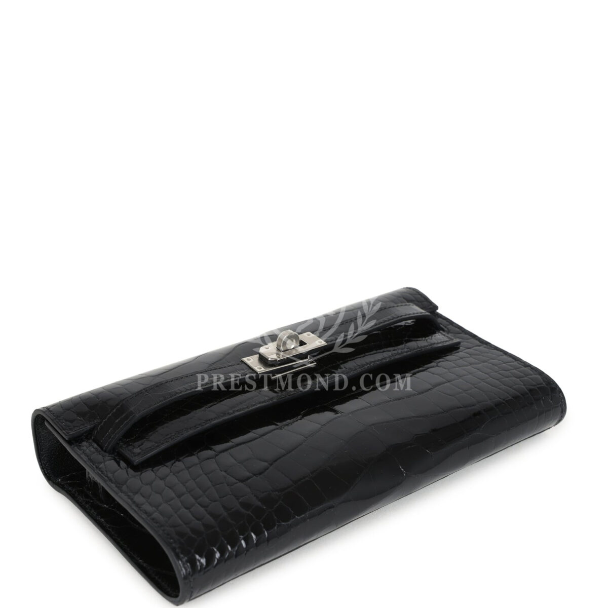 Hermes Kelly Wallet To Go Black Shiny Alligator PHW — изображение 6