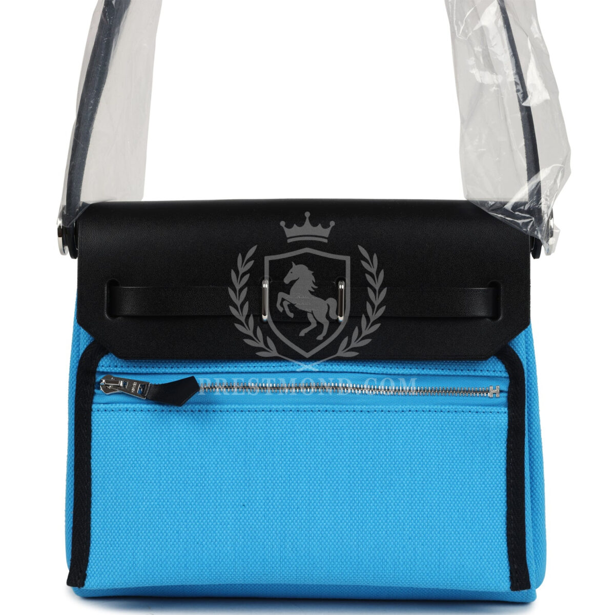 Hermes Herbag Zip 20 Mini Bleu Riviera Toile H Canvas and Black Vache Hunter PHW — изображение 4