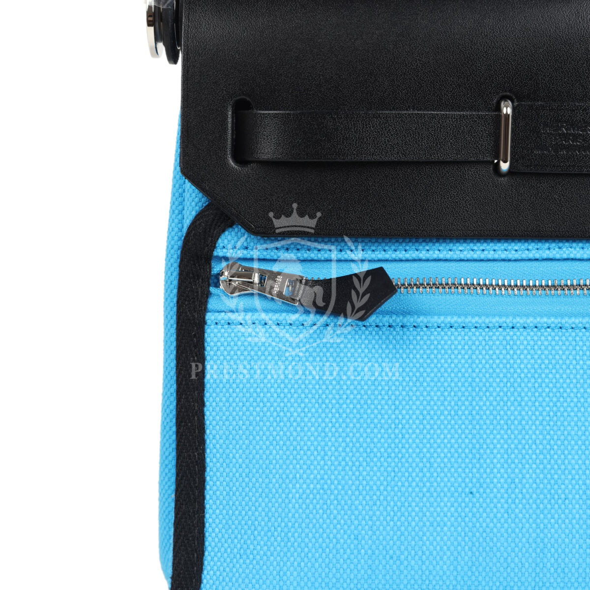 Hermes Herbag Zip 20 Mini Bleu Riviera Toile H Canvas and Black Vache Hunter PHW — изображение 7