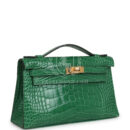 Hermes Kelly Pochette Cactus Shiny Alligator GHW