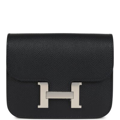 Hermes Constance Slim Wallet Black Epsom PHW