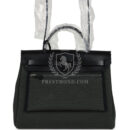 Hermes Herbag Zip 31 PM Vert Mangrove Toile Militaire Canvas and Black Vache Hunter PHW