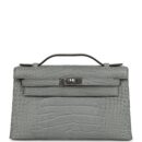 Hermes Kelly Pochette Gris Ciment Matte Alligator PHW