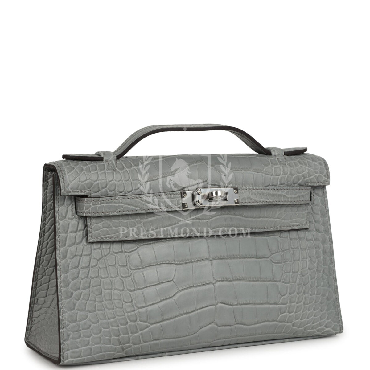 Hermes Kelly Pochette Gris Ciment Matte Alligator PHW — изображение 2