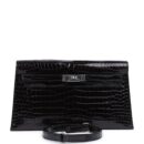 Hermes Kelly Elan Black Shiny Porosus Crocodile PHW