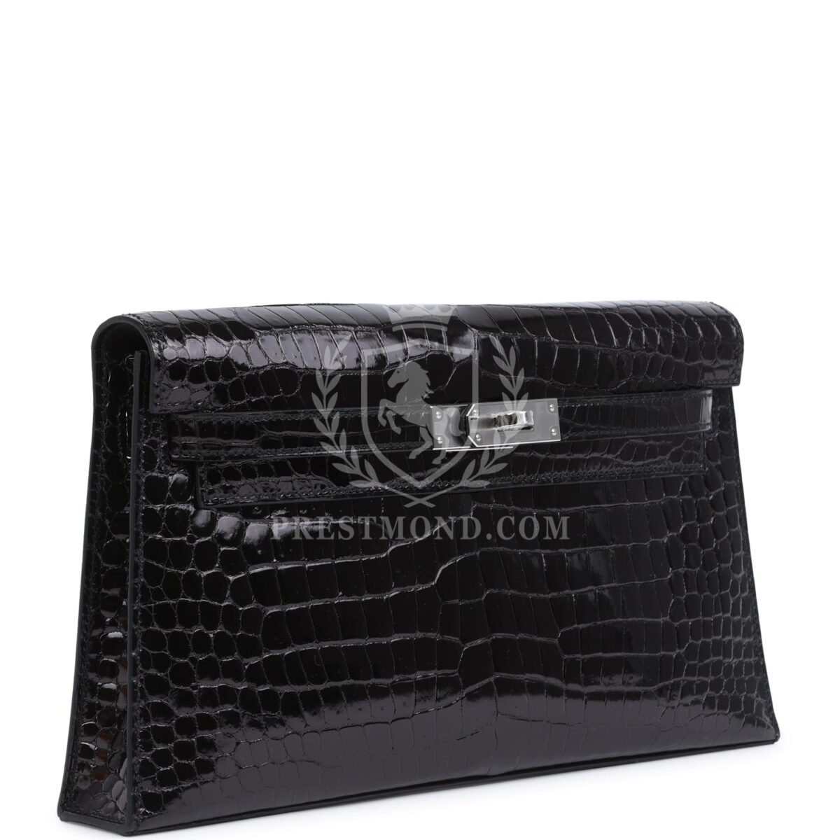 Hermes Kelly Elan Black Shiny Porosus Crocodile PHW — изображение 2