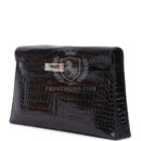 Hermes Kelly Elan Black Shiny Porosus Crocodile PHW
