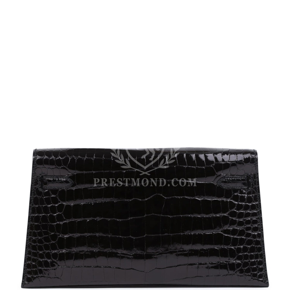 Hermes Kelly Elan Black Shiny Porosus Crocodile PHW — изображение 4