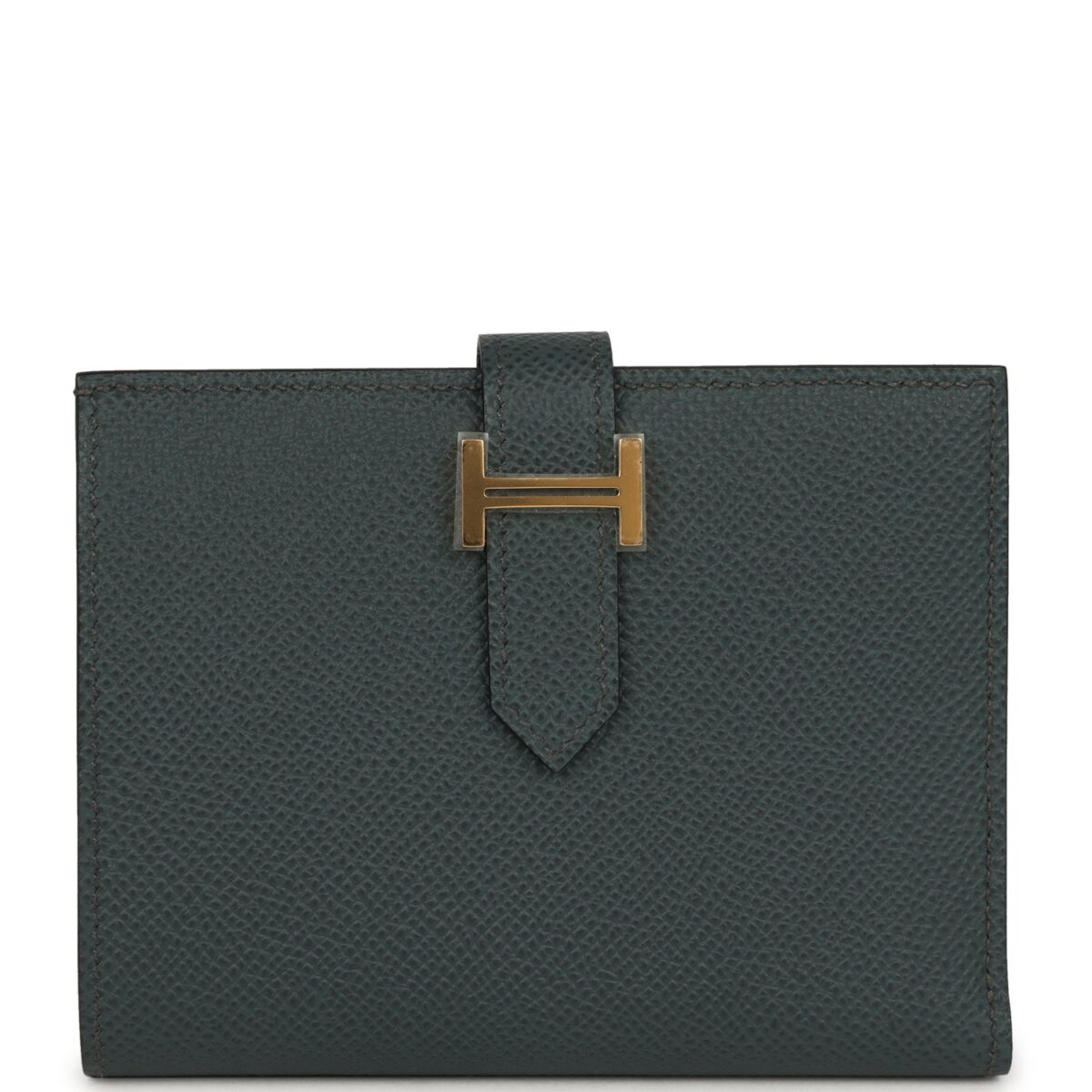 Hermes Bearn Compact Wallet Vert Fonce Epsom GHW