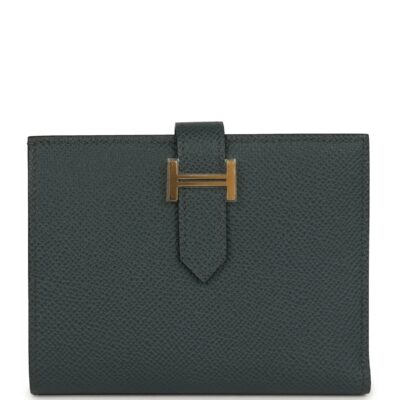 Hermes Bearn Compact Wallet Vert Fonce Epsom GHW