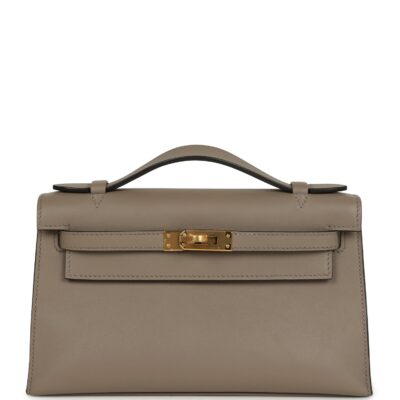 Hermes Kelly Pochette Gris Asphalte Swift GHW