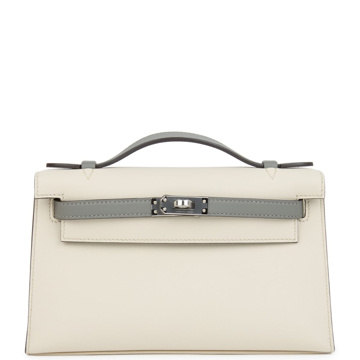 Hermes Special Order (HSS) Kelly Pochette Beton and Gris Meyer Swift PHW