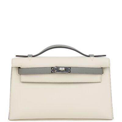 Hermes Special Order (HSS) Kelly Pochette Beton and Gris Meyer Swift PHW