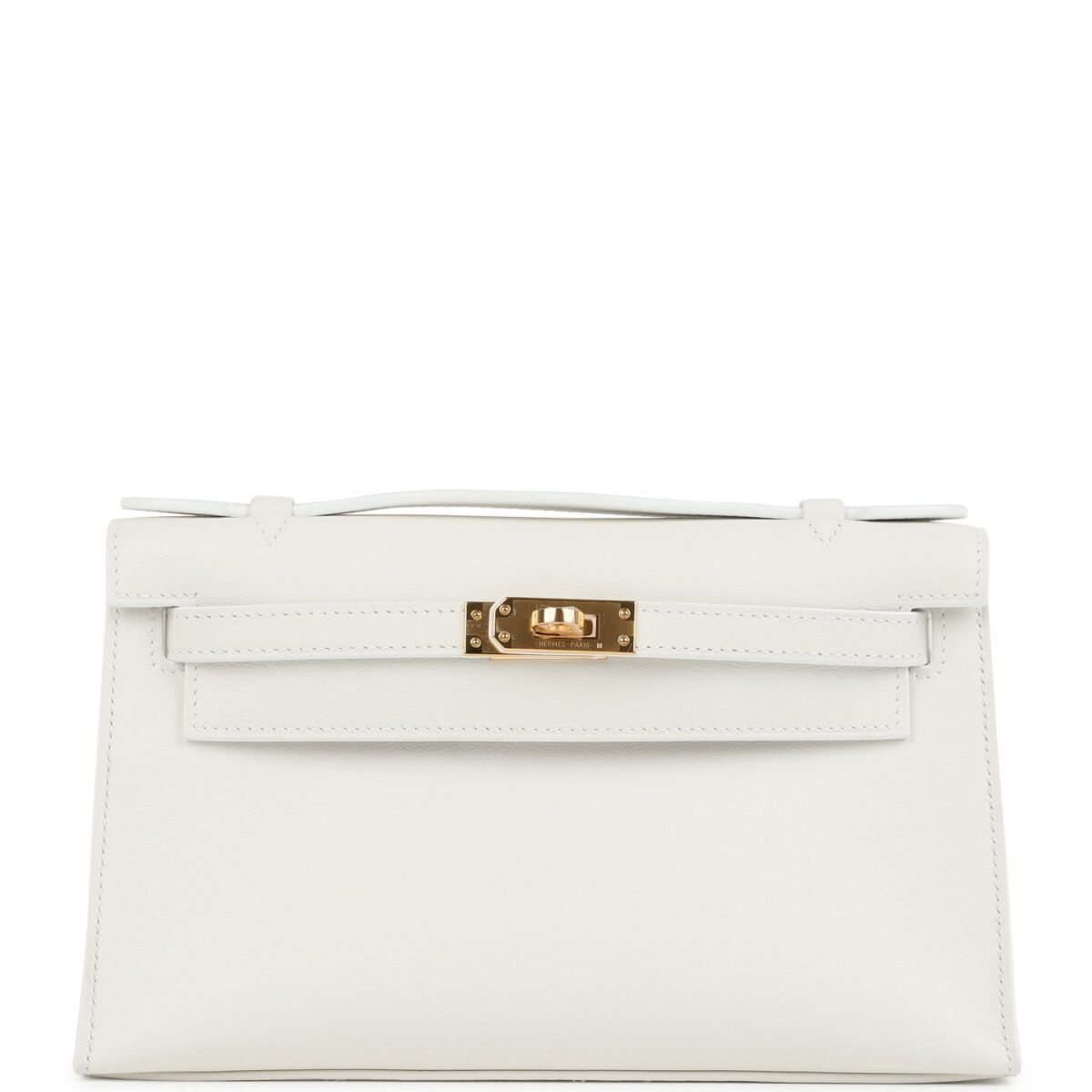 Hermes Kelly Pochette White Swift GHW