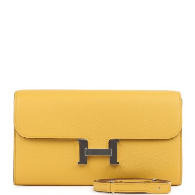 Hermes Constance To Go Wallet Jaune Ambre Evercolor PHW