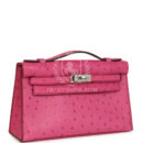 Hermes Kelly Pochette Fuchsia Ostrich PHW