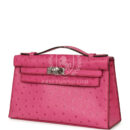 Hermes Kelly Pochette Fuchsia Ostrich PHW