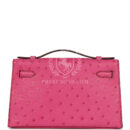Hermes Kelly Pochette Fuchsia Ostrich PHW