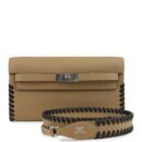 Hermes Kelly To Go Tressage Wallet Poussiere and Black Epsom PHW