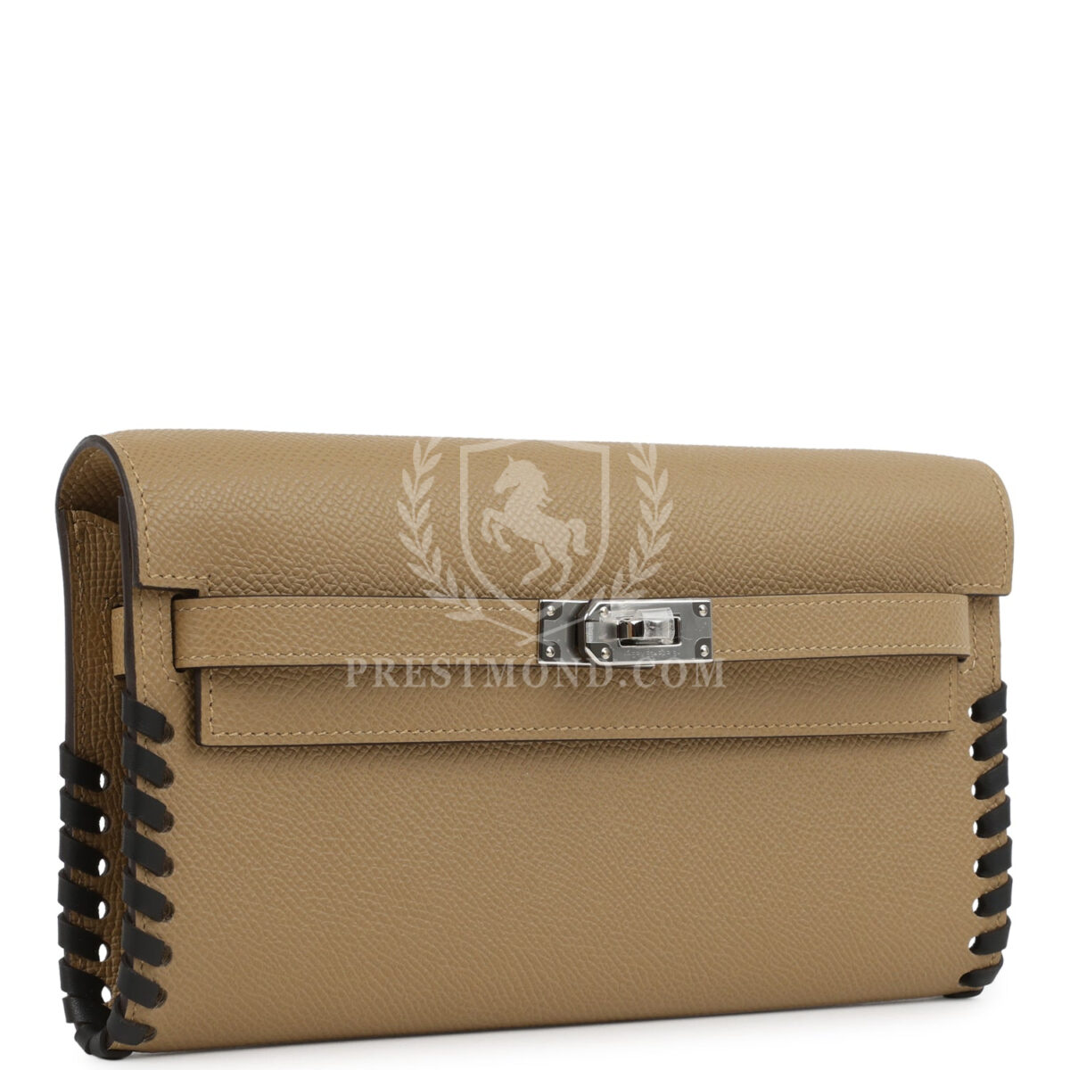 Hermes Kelly To Go Tressage Wallet Poussiere and Black Epsom PHW — изображение 2