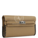 Hermes Kelly To Go Tressage Wallet Poussiere and Black Epsom PHW