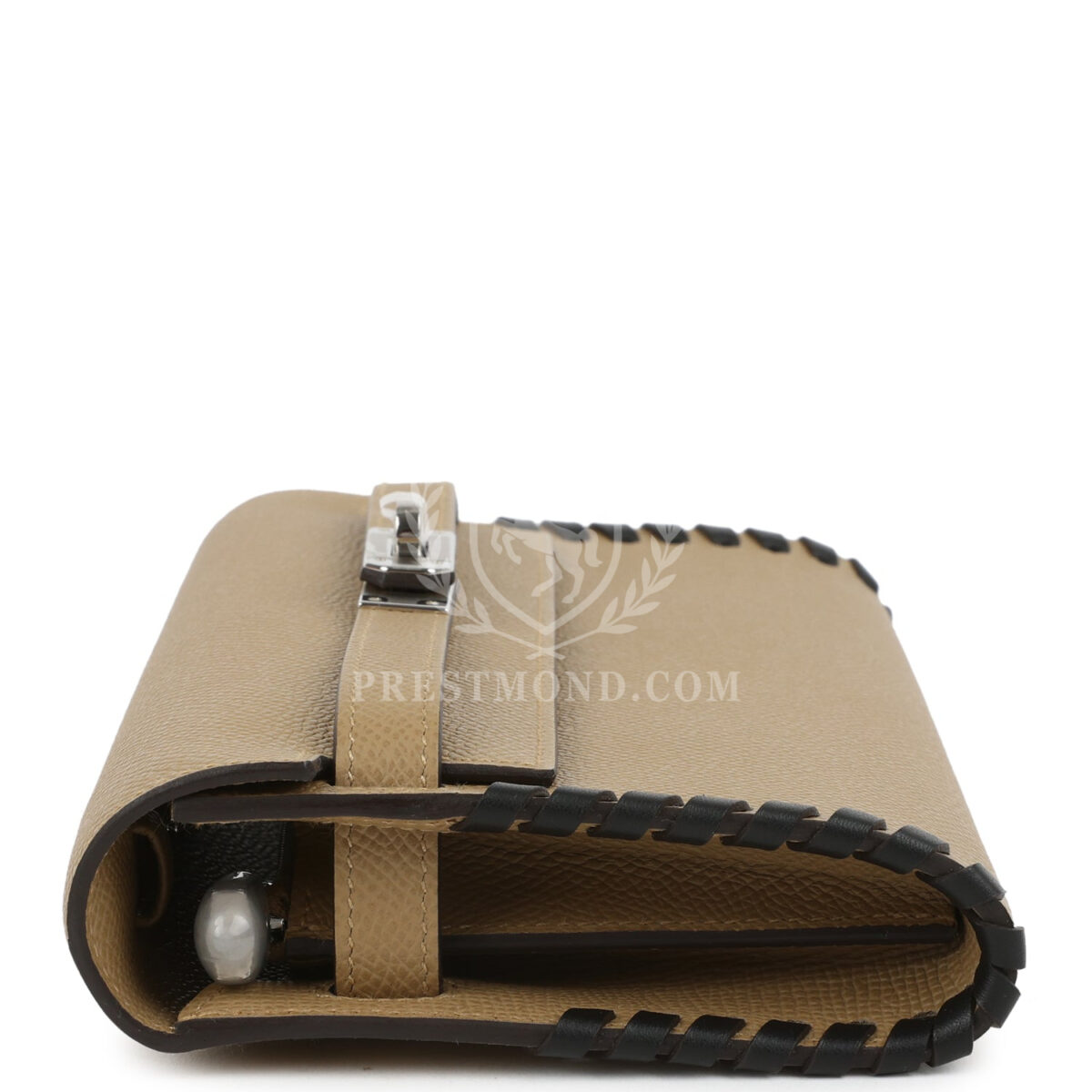 Hermes Kelly To Go Tressage Wallet Poussiere and Black Epsom PHW — изображение 3