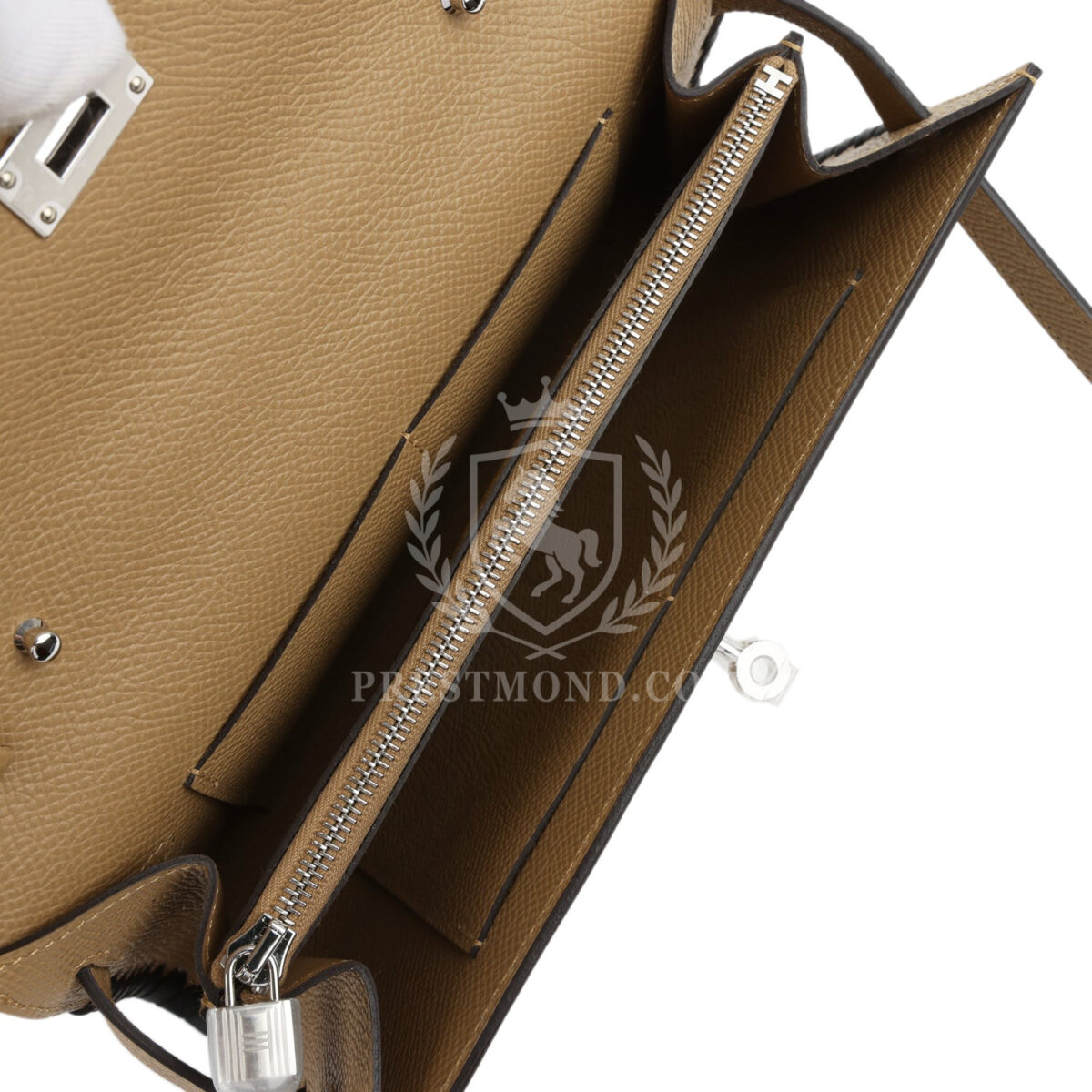 Hermes Kelly To Go Tressage Wallet Poussiere and Black Epsom PHW — изображение 8