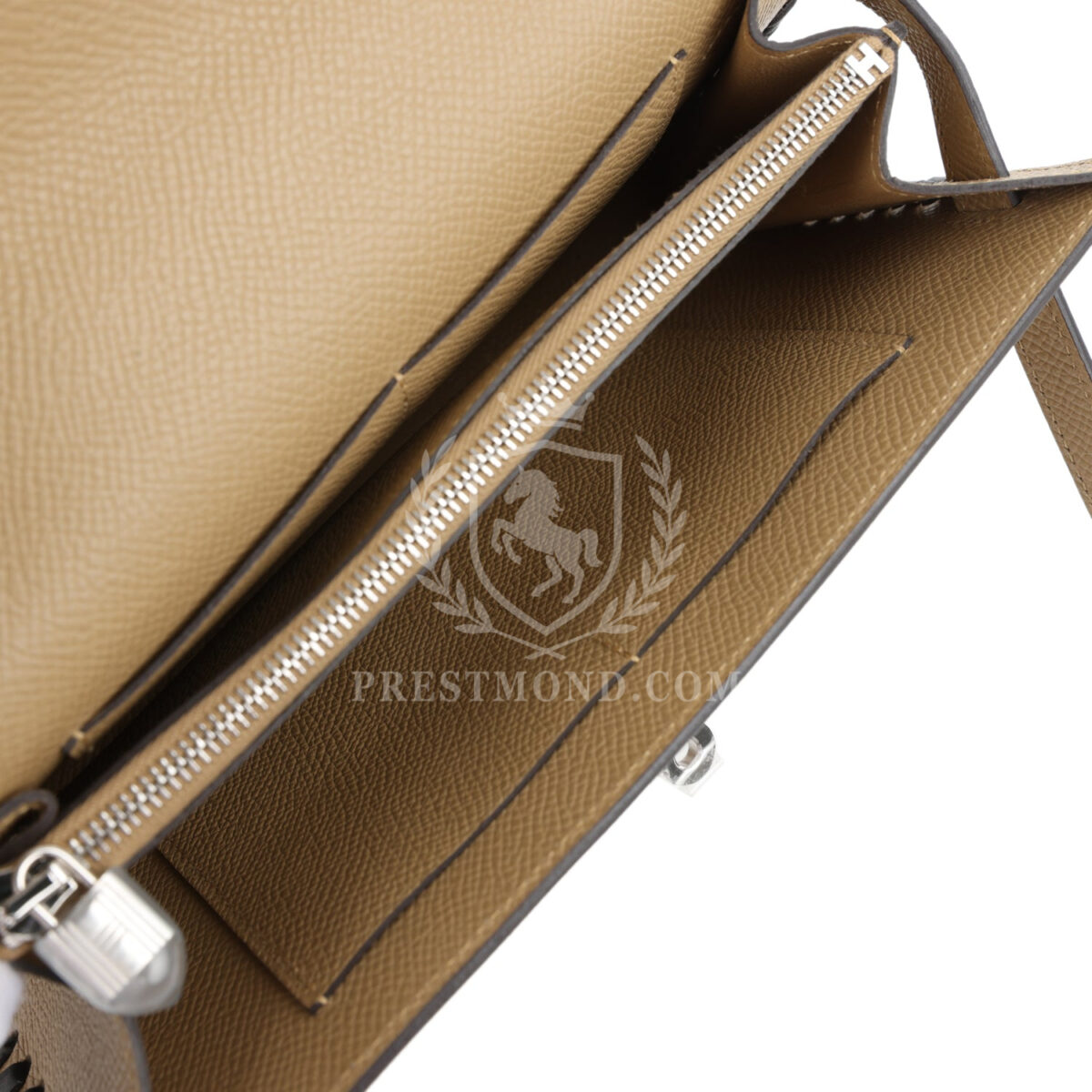 Hermes Kelly To Go Tressage Wallet Poussiere and Black Epsom PHW — изображение 10