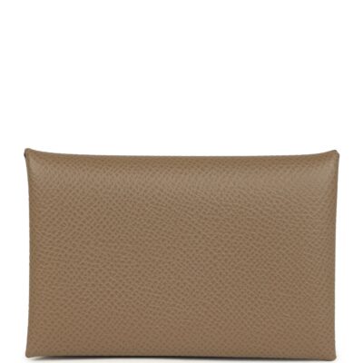 Hermes Calvi Card Holder Etoupe Epsom PHW