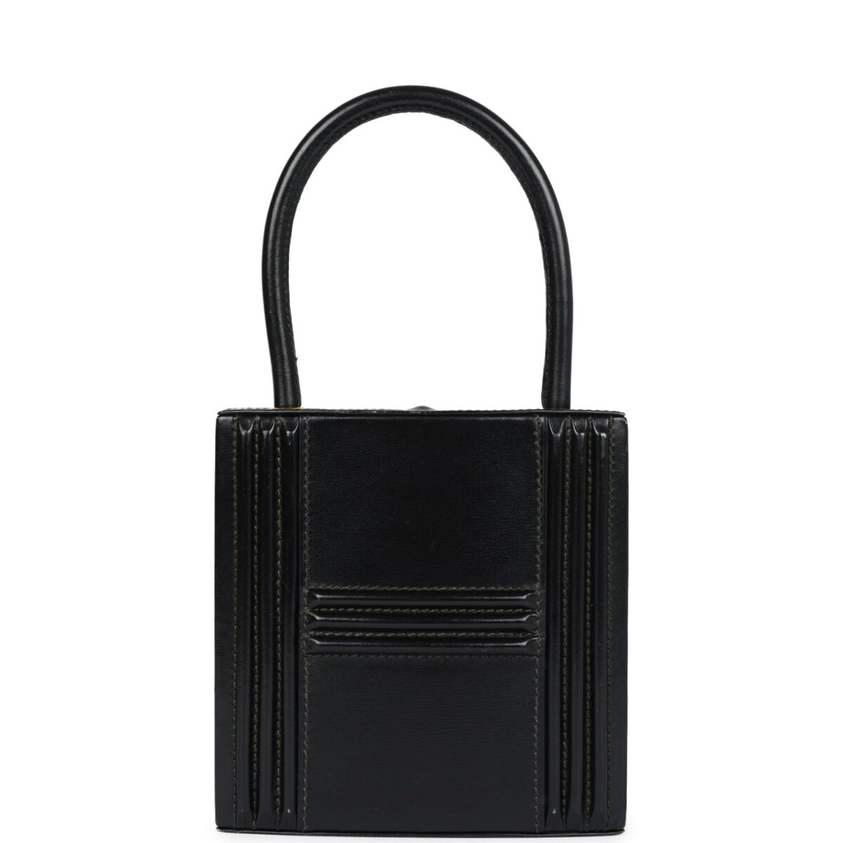 Vintage Hermes Mini Cadena Lock Bag Black Box Calf GHW