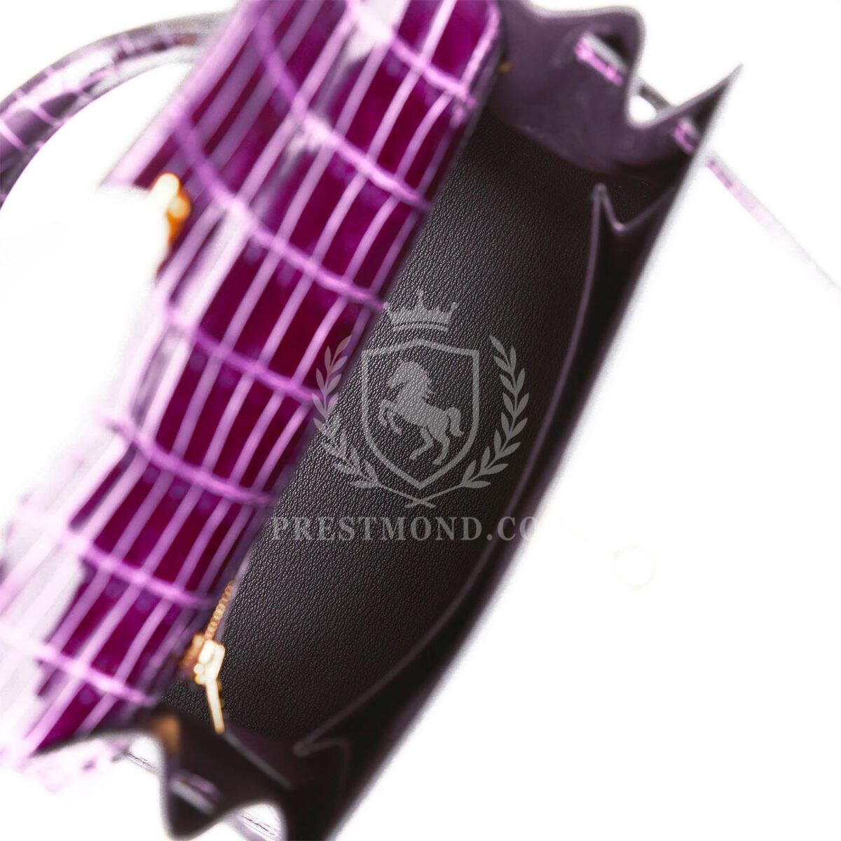Hermes Kelly Sellier 25 Aubergine Shiny Niloticus Crocodile GHW — изображение 8