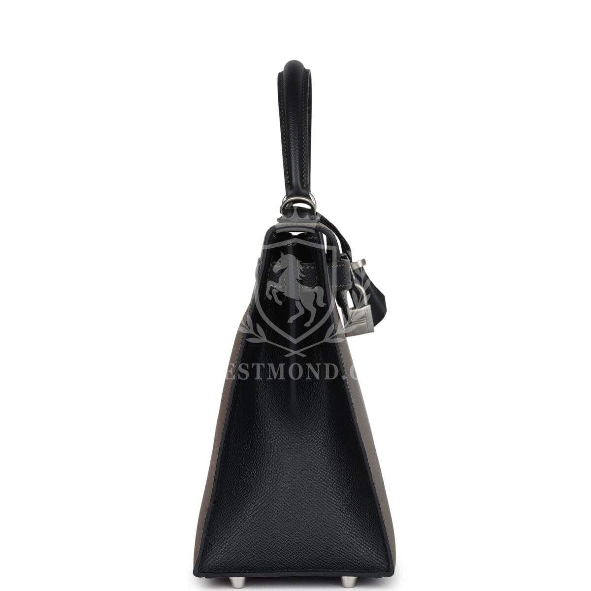 Hermes Special Order (HSS) Kelly Sellier 28 Etain and Black Epsom Brushed PHW — изображение 3