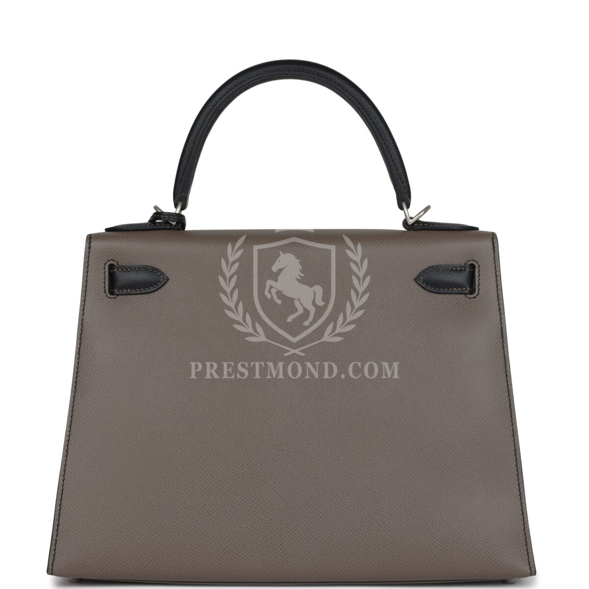 Hermes Special Order (HSS) Kelly Sellier 28 Etain and Black Epsom Brushed PHW — изображение 4