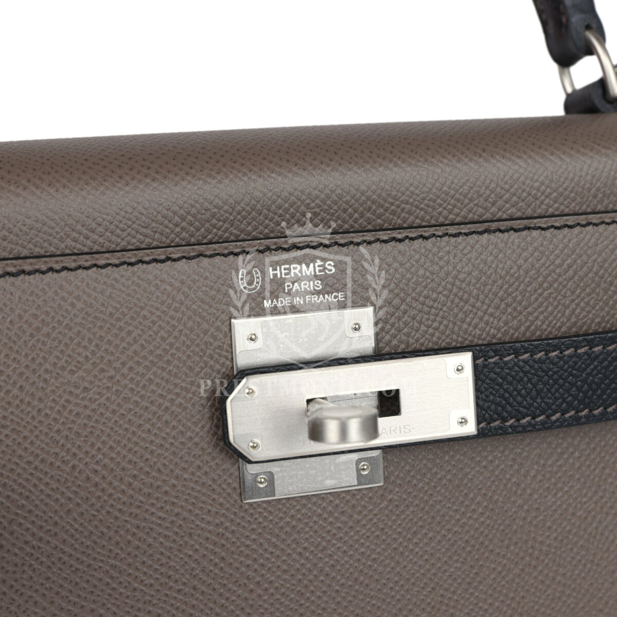 Hermes Special Order (HSS) Kelly Sellier 28 Etain and Black Epsom Brushed PHW — изображение 7