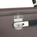 Hermes Special Order (HSS) Kelly Sellier 28 Etain and Black Epsom Brushed PHW
