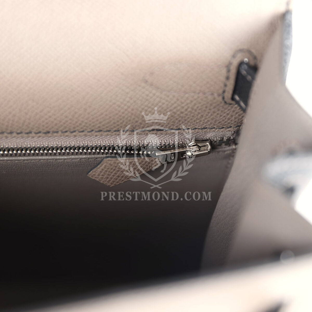 Hermes Special Order (HSS) Kelly Sellier 28 Etain and Black Epsom Brushed PHW — изображение 9