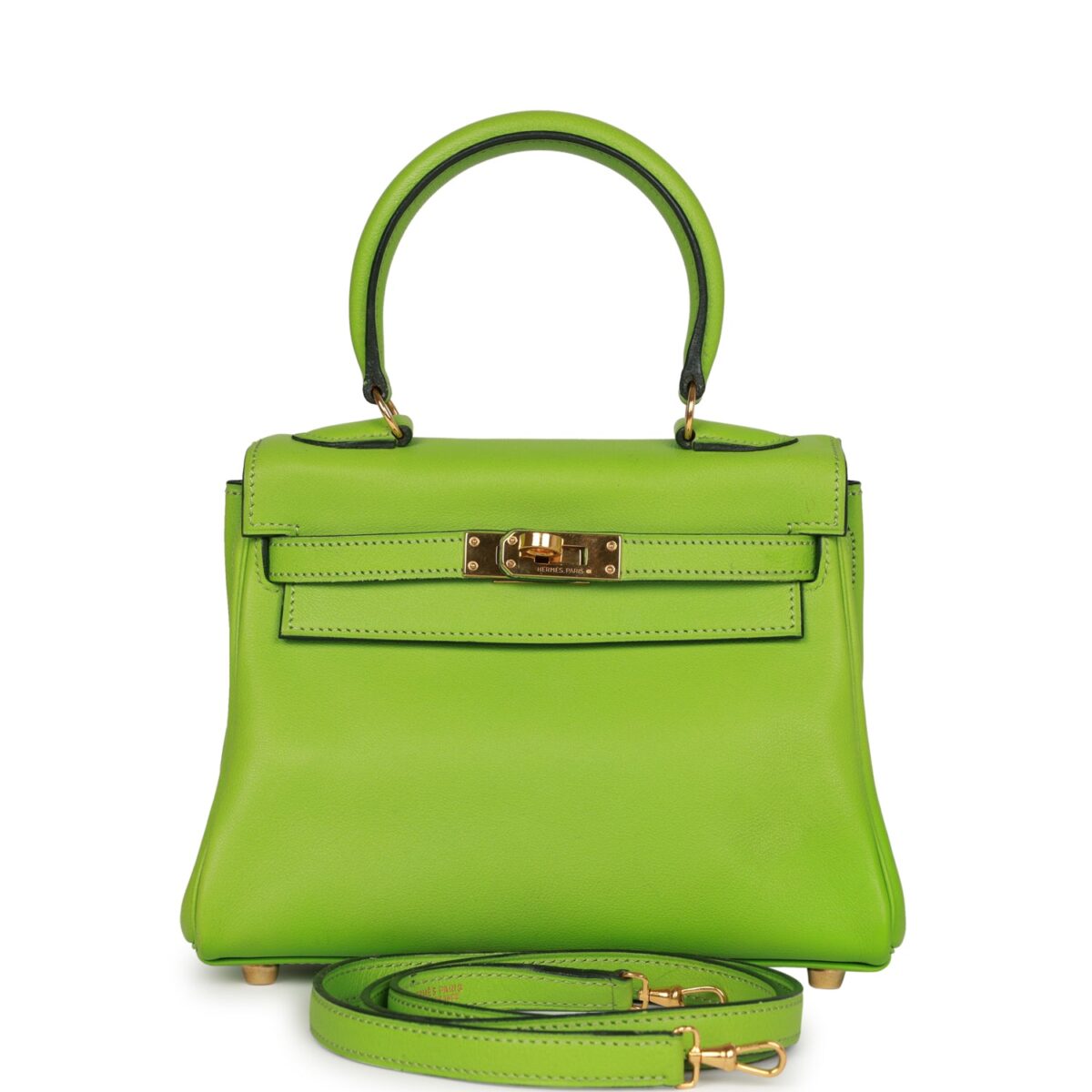 Vintage Hermes Kelly Retourne 20 Vert Cru Gulliver GHW