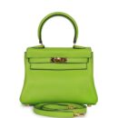 Vintage Hermes Kelly Retourne 20 Vert Cru Gulliver GHW