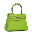 Vintage Hermes Kelly Retourne 20 Vert Cru Gulliver GHW