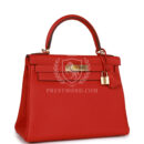 Hermes Kelly Retourne 28 Rouge Casaque Togo GHW