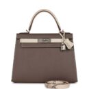 Hermes Special Order (HSS) Kelly Sellier 28 Etain and Craie Epsom Brushed PHW
