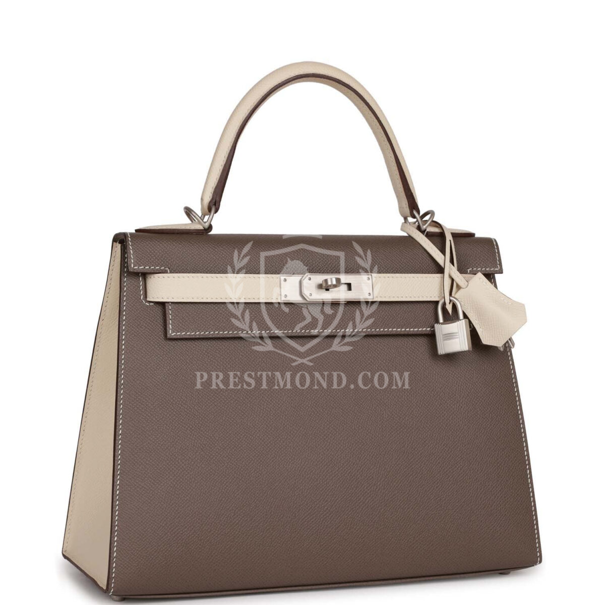 Hermes Special Order (HSS) Kelly Sellier 28 Etain and Craie Epsom Brushed PHW — изображение 2