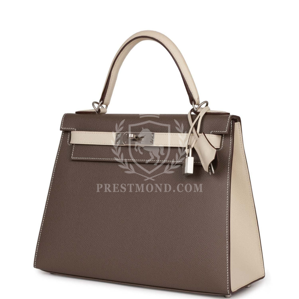 Hermes Special Order (HSS) Kelly Sellier 28 Etain and Craie Epsom Brushed PHW — изображение 5