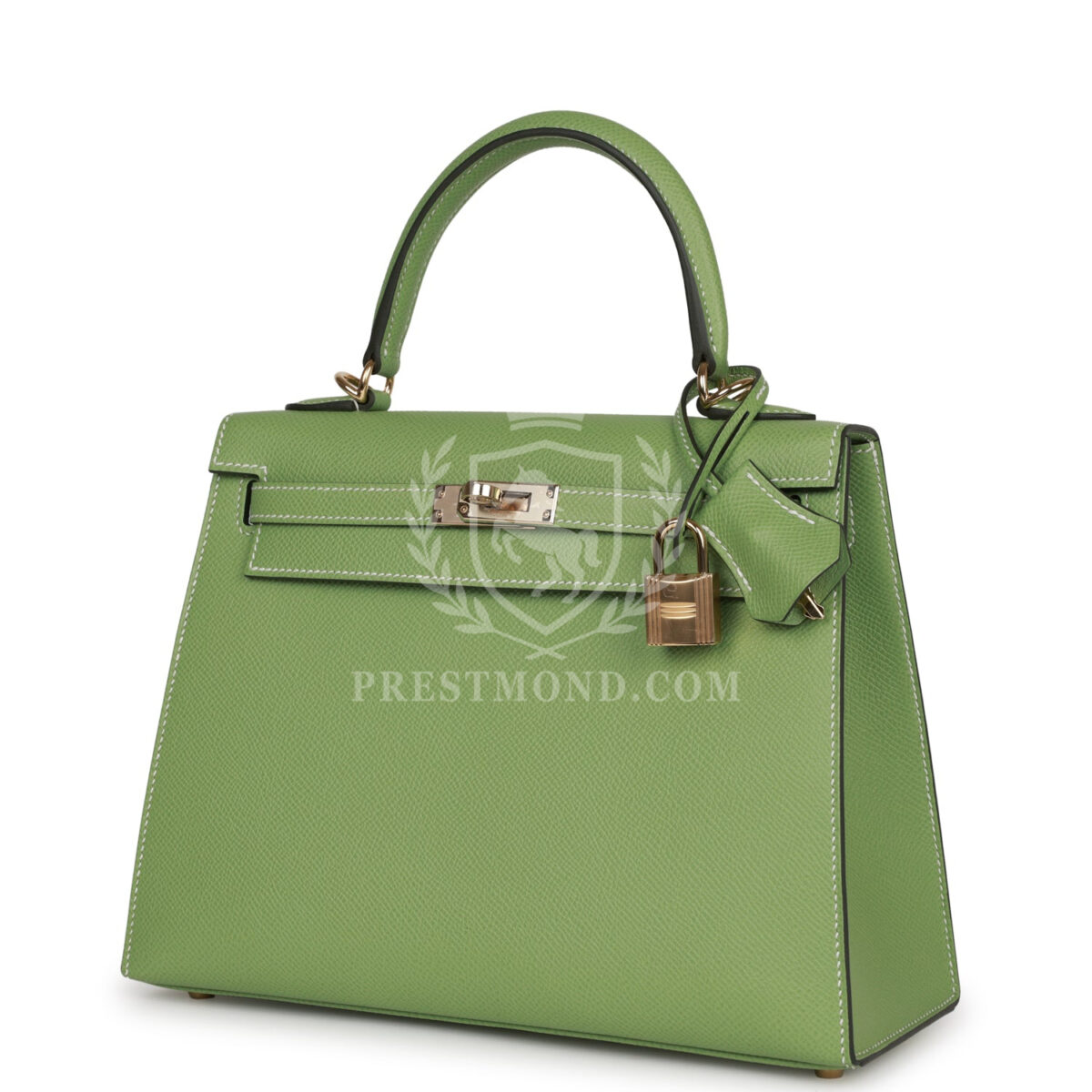 Hermes Special Order (HSS) Kelly Sellier 25 Vert Criquet Epsom PBHW — изображение 5