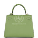 Hermes Special Order (HSS) Kelly Sellier 25 Vert Criquet Epsom PBHW