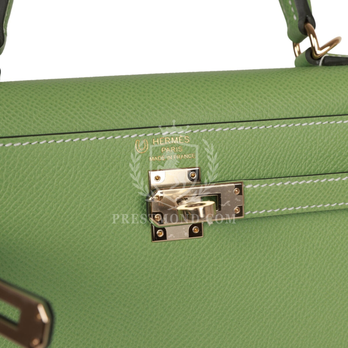 Hermes Special Order (HSS) Kelly Sellier 25 Vert Criquet Epsom PBHW — изображение 7