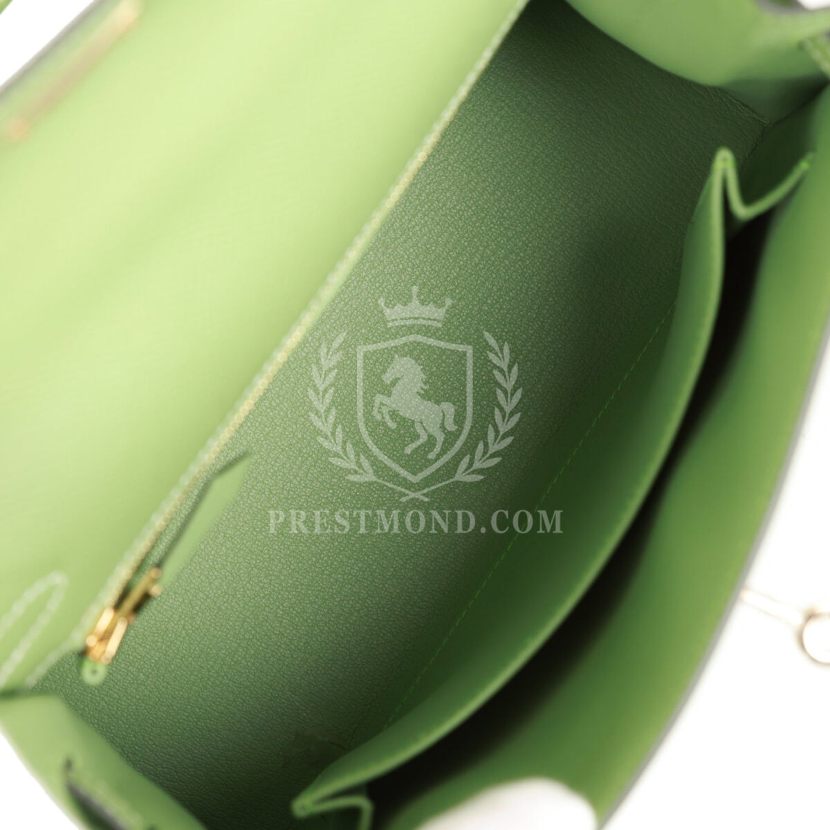 Hermes Special Order (HSS) Kelly Sellier 25 Vert Criquet Epsom PBHW — изображение 8