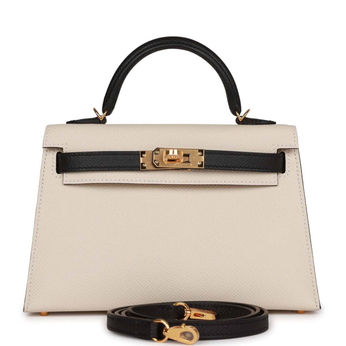 Hermes Special Order (HSS) Kelly Sellier 20 Craie and Black Epsom GHW