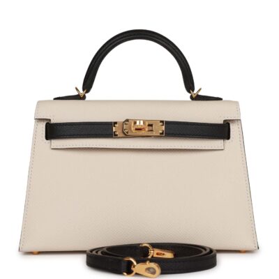 Hermes Special Order (HSS) Kelly Sellier 20 Craie and Black Epsom GHW